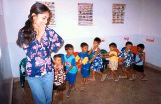 Teaching fun at Side-by-Side School for street kids in Goa, India